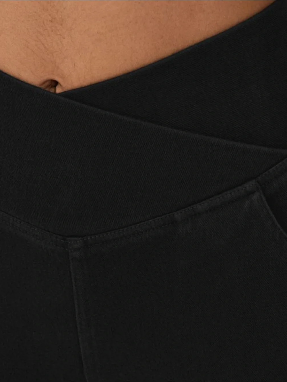 Halara Flex Black Denim Asymmetrical Waist Flare Jeans NWT L Tall